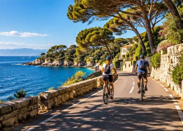 Cycling along the coastal road of Cap d’Antibes
